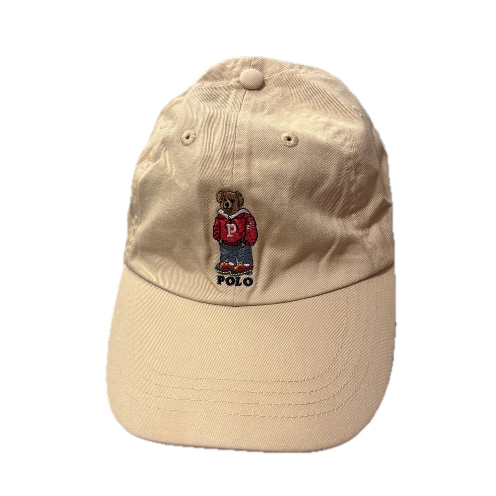 Polo Ralph Lauren Polo Bear Khaki Tan Cotton Adjustable Baseball Cap Hat